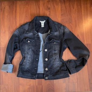 distressed black charcoal soft denim jean jacket